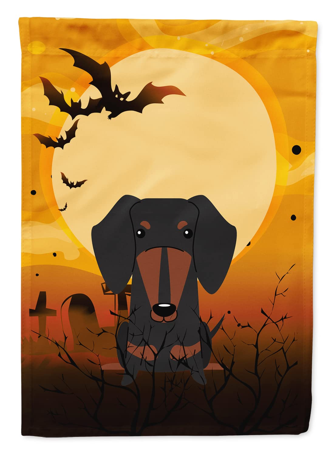 Drapeau de maison en toile Caroline's Treasures BB4398CHF motif teckel d'Halloween noir et feu, grand format, multicolore