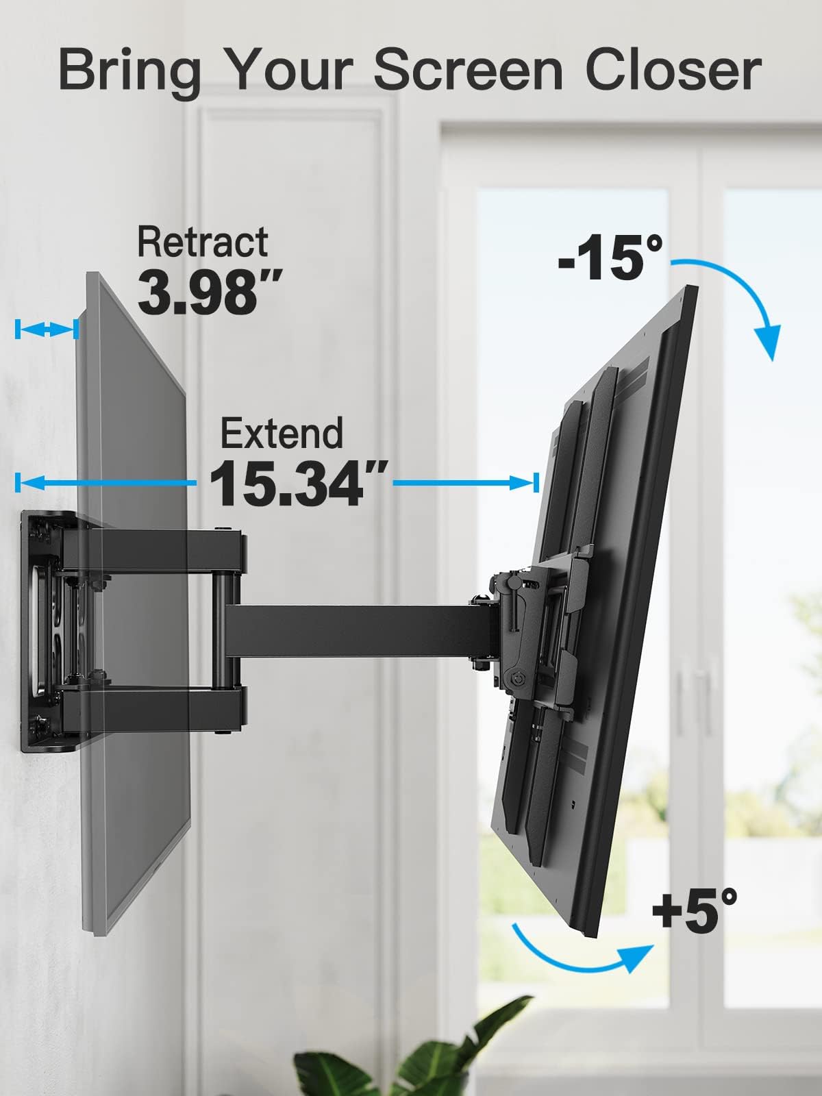 Pipishell Full Motion TV Wall Mount for 26-74 inch TVs, up to 99lbs Max VESA 400x400mm, Wall Mount TV Bracket with Articulating Swivel Extension Tilting Leveling for LED LCD OLED 4K Flat Curved Screen