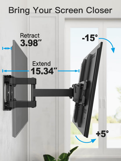 Pipishell Full Motion TV Wall Mount for 26-74 inch TVs, up to 99lbs Max VESA 400x400mm, Wall Mount TV Bracket with Articulating Swivel Extension Tilting Leveling for LED LCD OLED 4K Flat Curved Screen