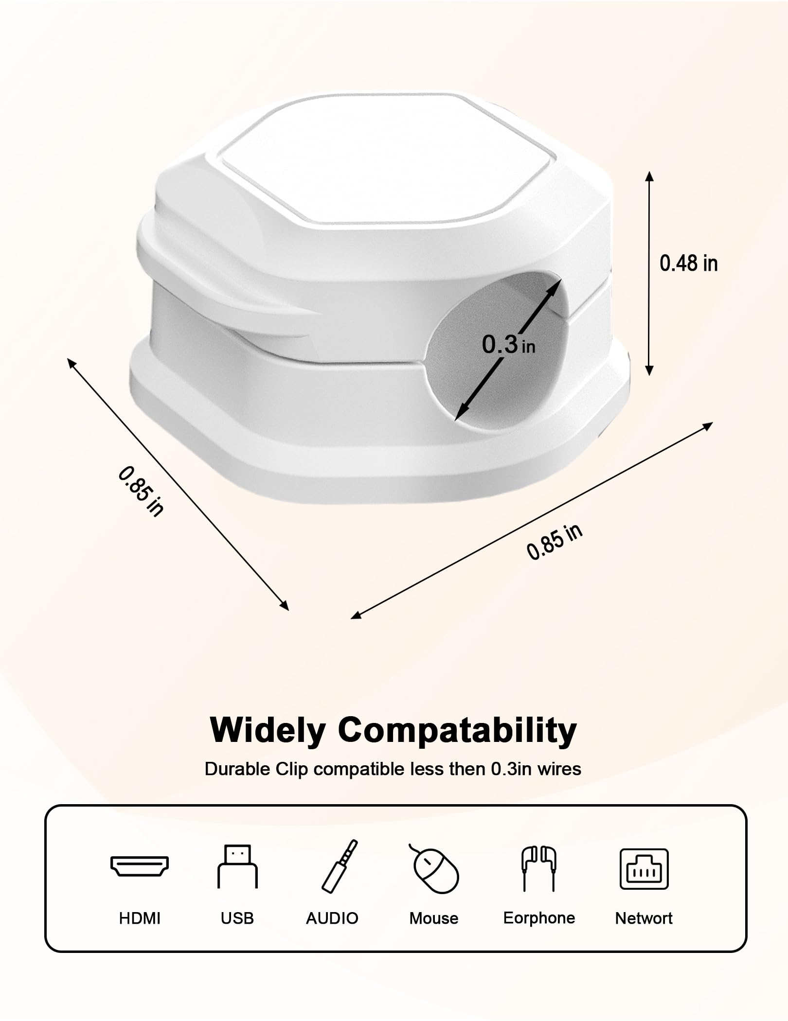 TINGHUI 8 Pack Cord Holder - Cord Organizer - Magnetic Cable Clips - Cord Organizer for Desk, Nightstand, Phone Charger, Computer, Home, Office, Car (White)