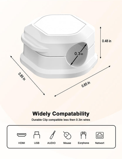 TINGHUI 8 Pack Cord Holder - Cord Organizer - Magnetic Cable Clips - Cord Organizer for Desk, Nightstand, Phone Charger, Computer, Home, Office, Car (White)