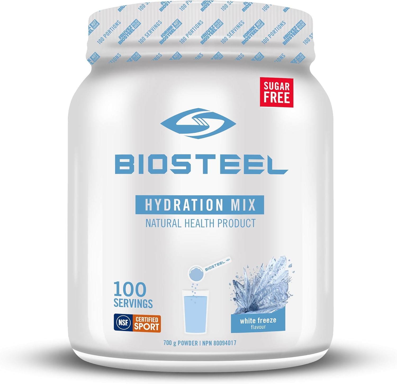 BioSteel Electrolyte Hydration Mix Powder, Zero Sugar, No Artificial Flavours, White Freeze, 100 Serving Container