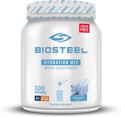 BioSteel Electrolyte Hydration Mix Powder, Zero Sugar, No Artificial Flavours, White Freeze, 100 Serving Container