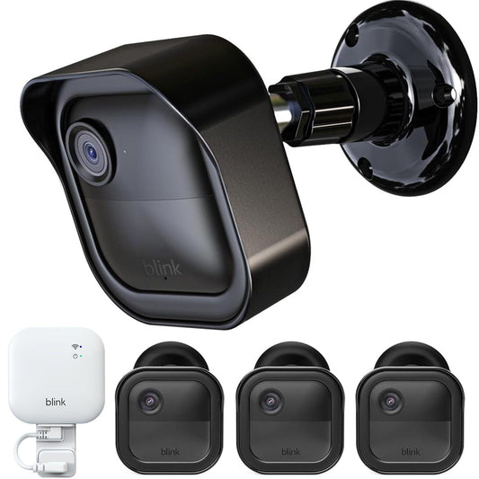 All-New Blink Camera Mount for Outdoor 4/2K+, 3 Pack Protective Cover and 360 Degree Adjustable Mounting Bracket, Blink Sync Module Outlet Mount (Black)