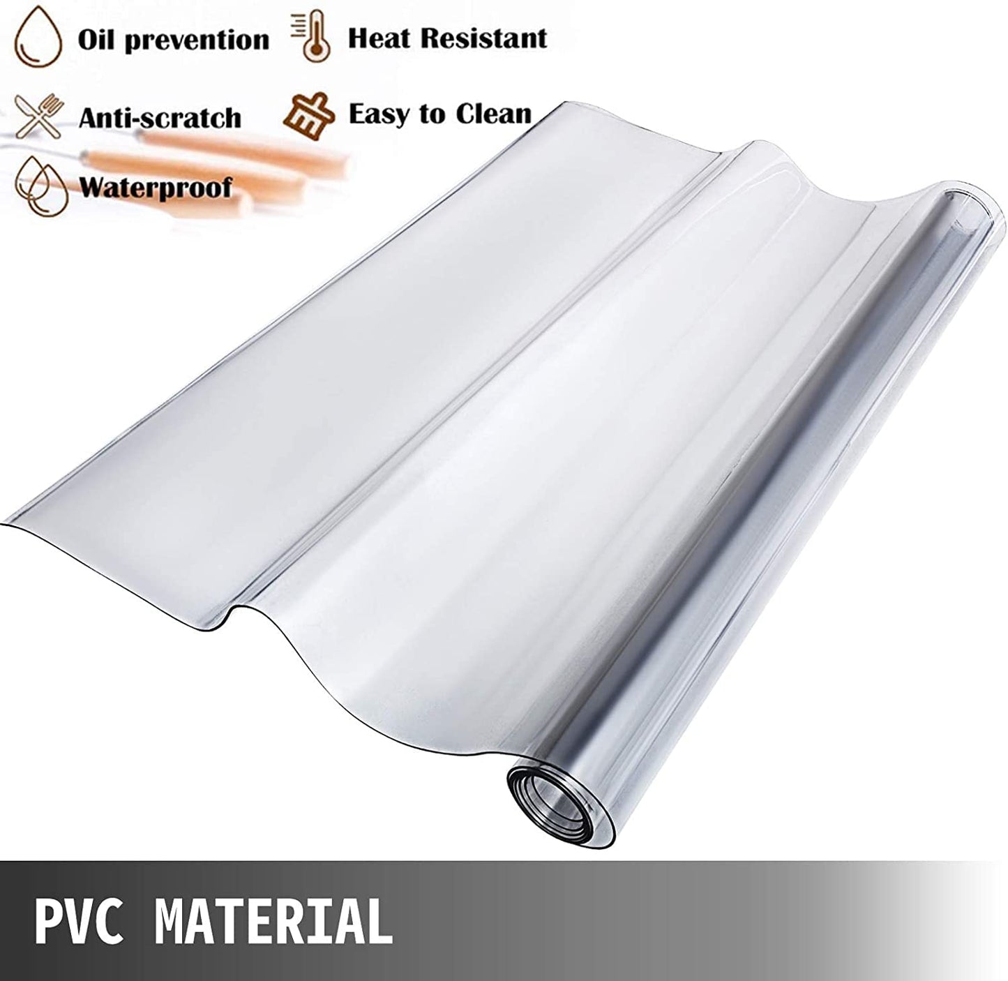 VEVOR 80 x 42 Inch Crystal Clear Table Protector Clear PVC Table Top Protector 2mm Thick Table Cover Rectangular Table Pads for Dining Room Table/Desk VEVOR
