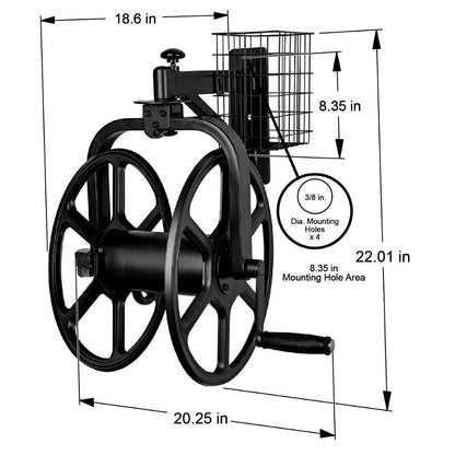 Liberty Garden 712-B Single Arm Navigator Multi-Directional Garden Hose Reel, Holds 125-Feet of, 5/8-Inch, Black, Height: 22.00", Width: 20.25", Depth: 18.6", Weight: 12.50 lbs Liberty Garden