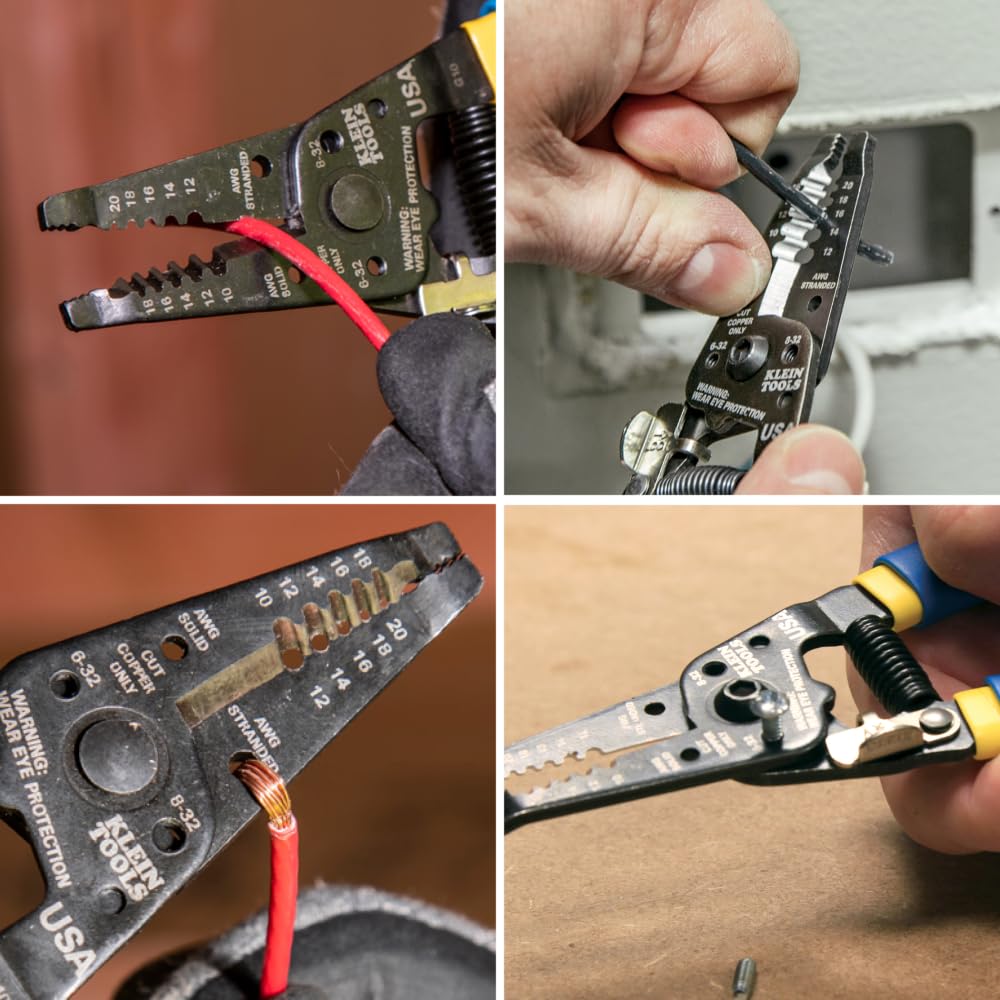 Klein Tools 11055EP Wire Cutter and Stripper, Stranded and Solid Wire Cutter, Cuts Copper, Blue KLEIN TOOLS