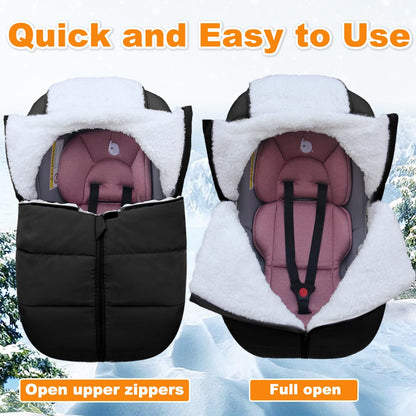 Winter Baby Car Seat Cover - Carseat Bunting Bag/Blanket Keep Baby Warm for Newborn Infant - Cold Weather Insulated Windproof Carrier Canopy for Travel (Black) 🍁 All In One Marketplace Canada