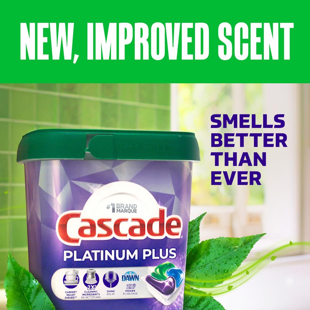 Cascade Platinum Plus Dishwasher Detergent Pods, Dish Detergent Soap, Lemon Scent, 51 Count