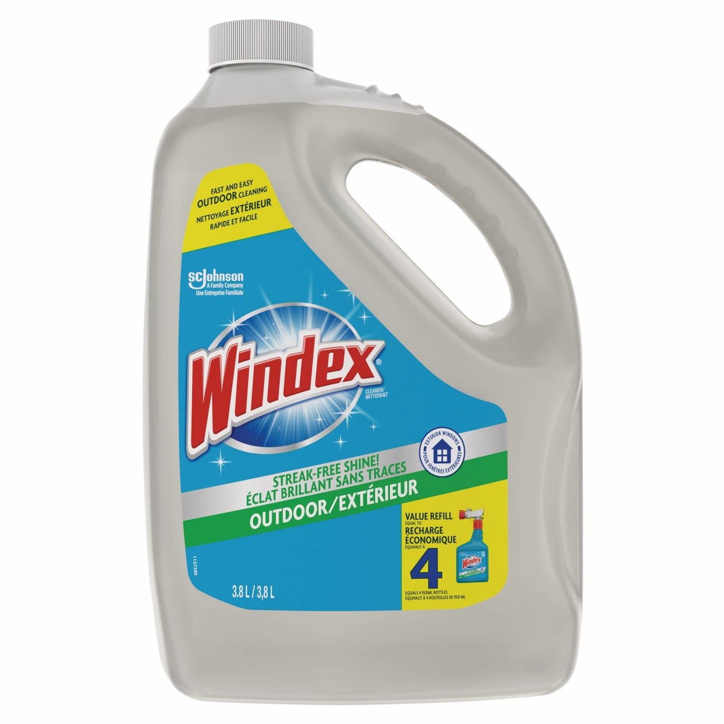 Windex Outdoor Window, Glass, and Patio Cleaner Refill, Streak-Free, Removes Dirt and Grime, Surface Cleaning Shine Spray, 3.8mL Windex
