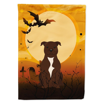 Caroline's Treasures BB4314CHF Halloween Staffordshire Bull Terrier Chocolate Flag Canvas House Size, Large, Multicolor