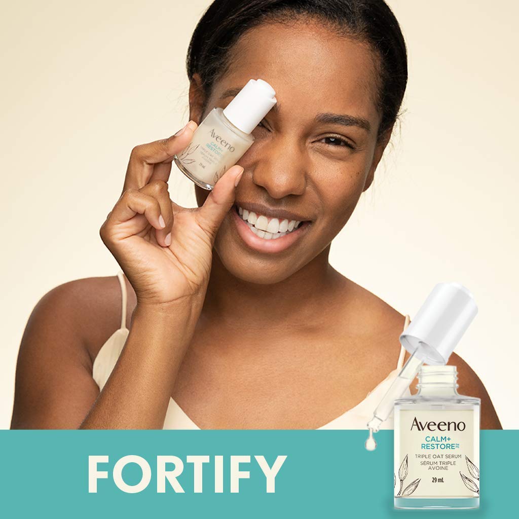 Aveeno Calm + Restore Triple Oat Serum, Dry Sensitive Skin Moisturizer, Oat, Feverfew, Daily Skincare, Fragrance Free, 29-mL 🍁 All In One Marketplace Canada
