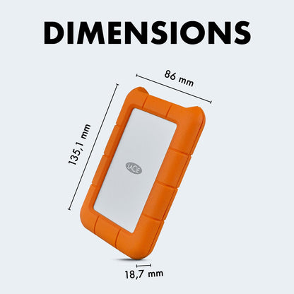 LaCie Rugged USB-C 2TB External Hard Drive Portable HDD – USB 3.0 Compatible, Drop Shock Dust Rain Resistant, for Mac and PC Desktop Workstation Laptop, 1 Month Adobe CC (STFR2000800)