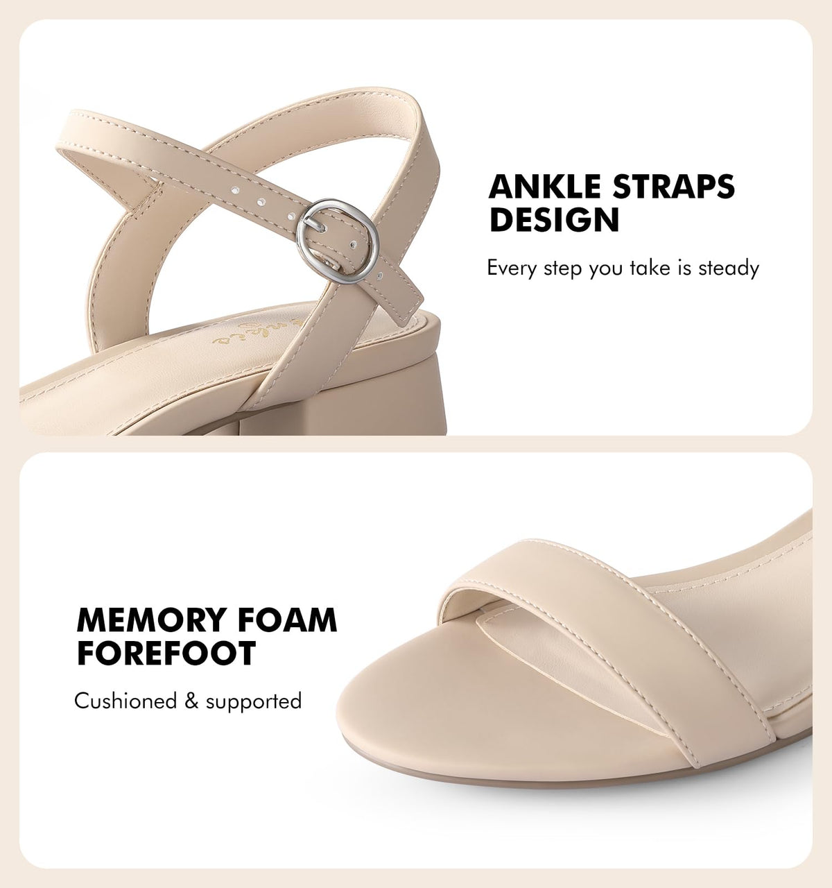 Ankis Women Nude Black White Sandals for Women Low Heel 1 Inch Dressy Sandal Ankle Strap Open Toe Block Short Heeled Summer Classic Comfortable Graduation Holiday Party Casual Flat Shoes 2026, Nude 🍁 All In One Marketplace Canada