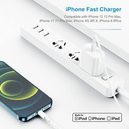 2Pack Apple Certified iPhone Charger Fast Charging, PD USB C Wall Charger Block with Type C to Lightning Cable 6ft Compatible with iPhone 14/14 Plus/13 Pro Max/12/12 Pro/11/iPad - Available at All In One Marketplace Canada