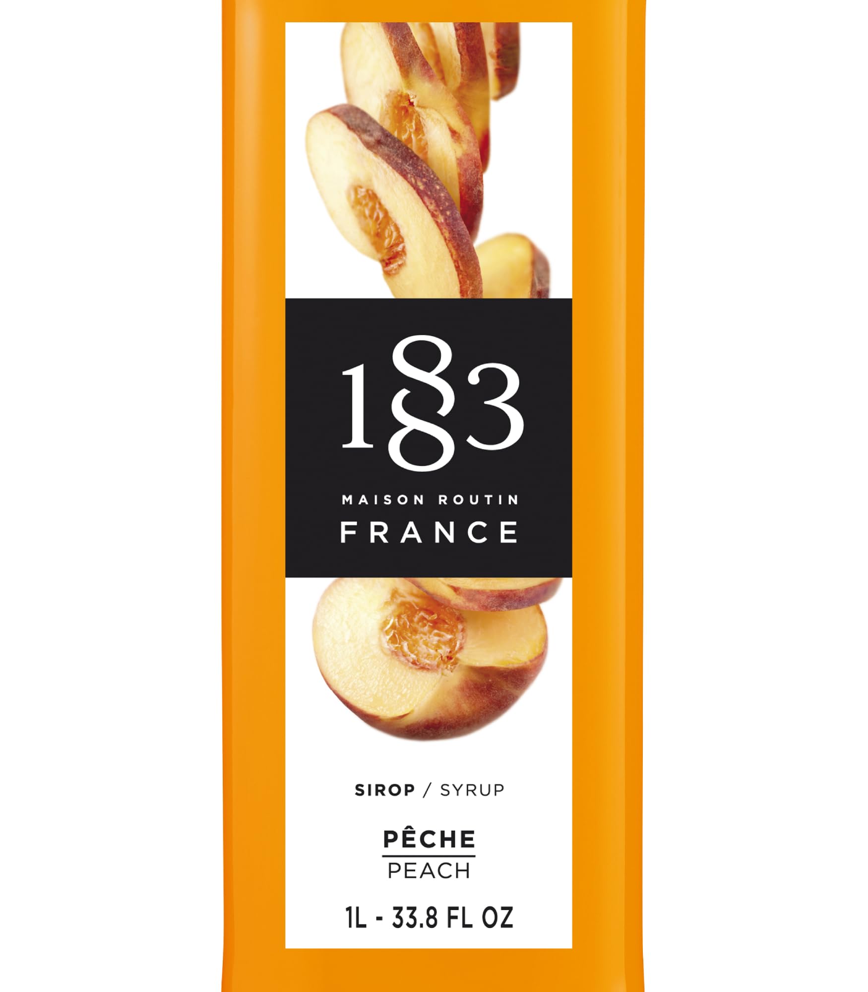 Maison Routin 1883 Peach Syrup, Pet Bottle 1000 Milliliter 1883 MAISON ROUTIN