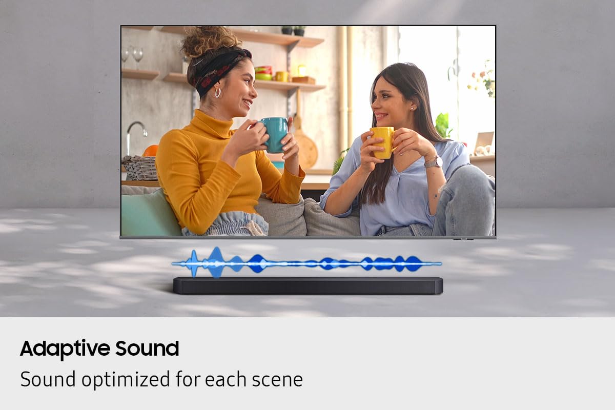 Samsung Sound Bar, Q600F, Dolby Atmos, Wireless, Subwoofer, Surround Sound, 6 Speakers, 3.1.2 Channel, 380 watts, Home Theatre, Dolby DTS, eARC, Bluetooth, AirPlay, Soundbar (HW-Q600F/ZC)