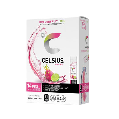 CELSIUS Dragonfruit Lime Energy Drink Powder Stick Packs - 14 Count