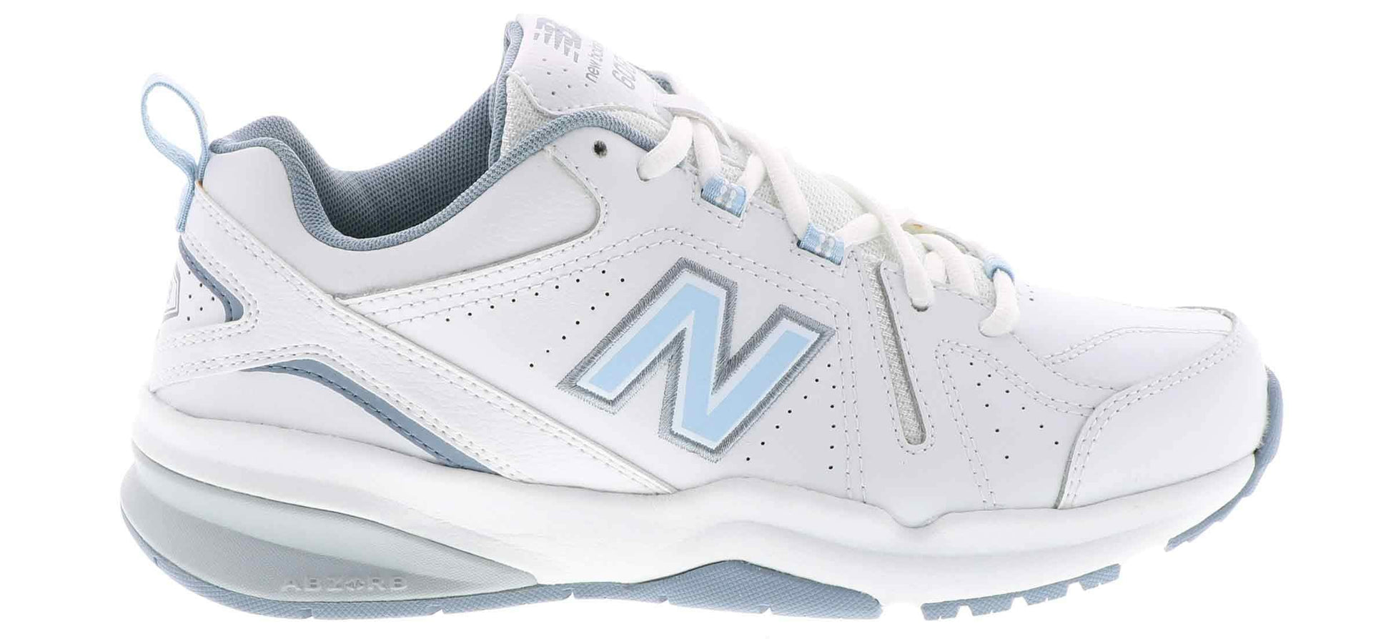 New Balance Women's 608 V5 Casual Comfort Cross Trainer, White/Light Blue, 8.5 W US New Balance