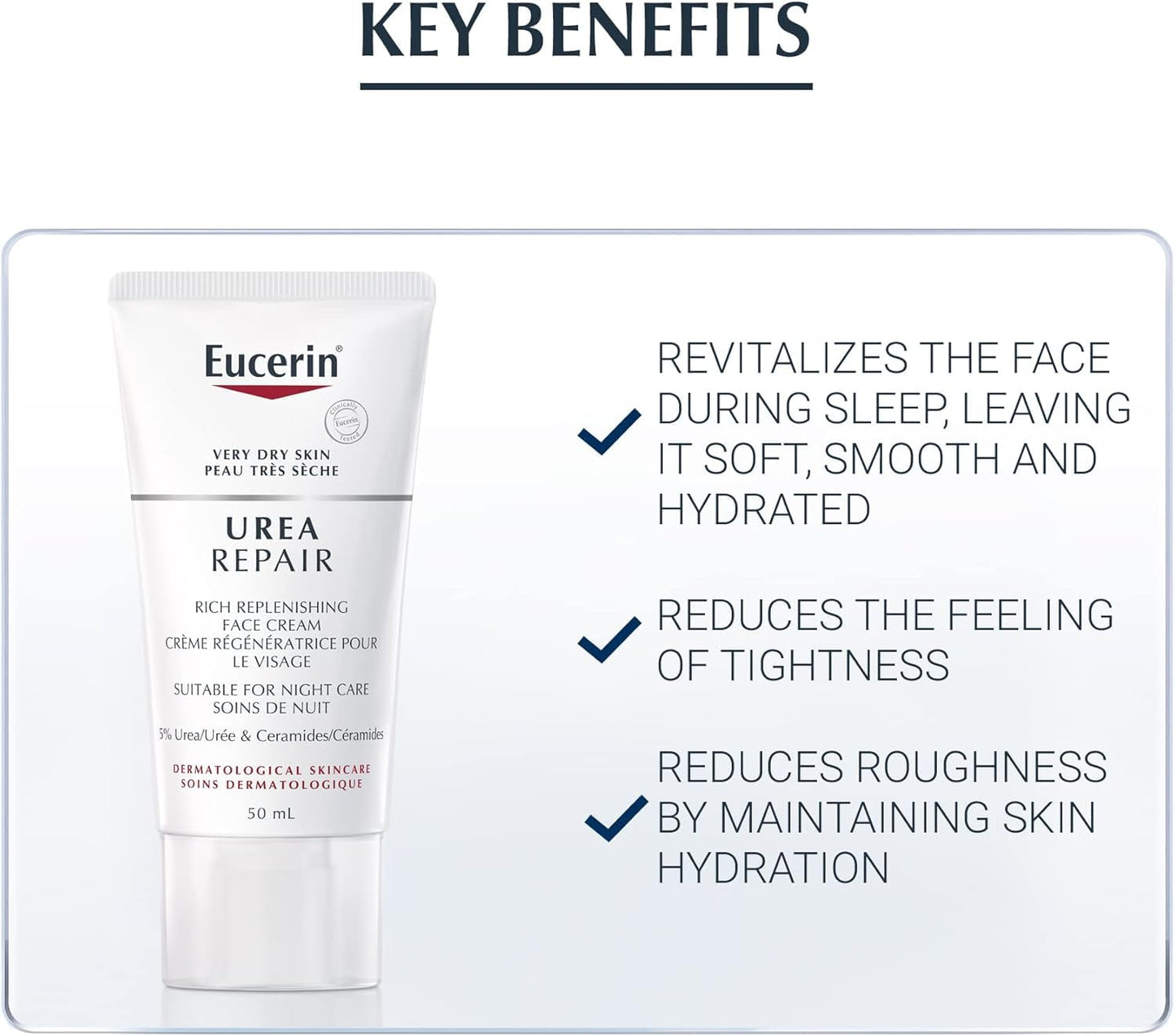 Eucerin Urea Repair Night Face Cream, 5% Urea & Ceramides, Non-Greasy, 50mL 🍁 All In One Marketplace Canada