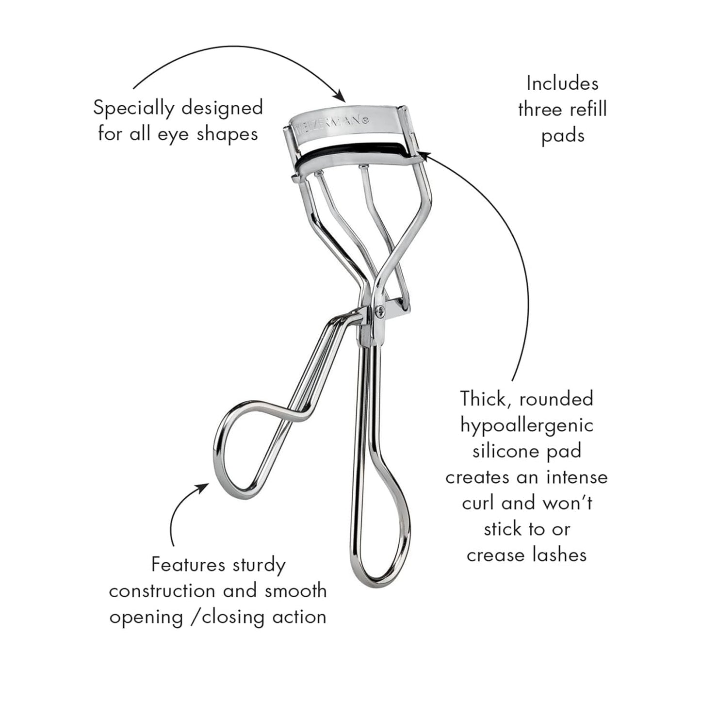 Tweezerman Classic Eyelash Curler, stainless steel, 1 Count (Pack of 1) Tweezerman