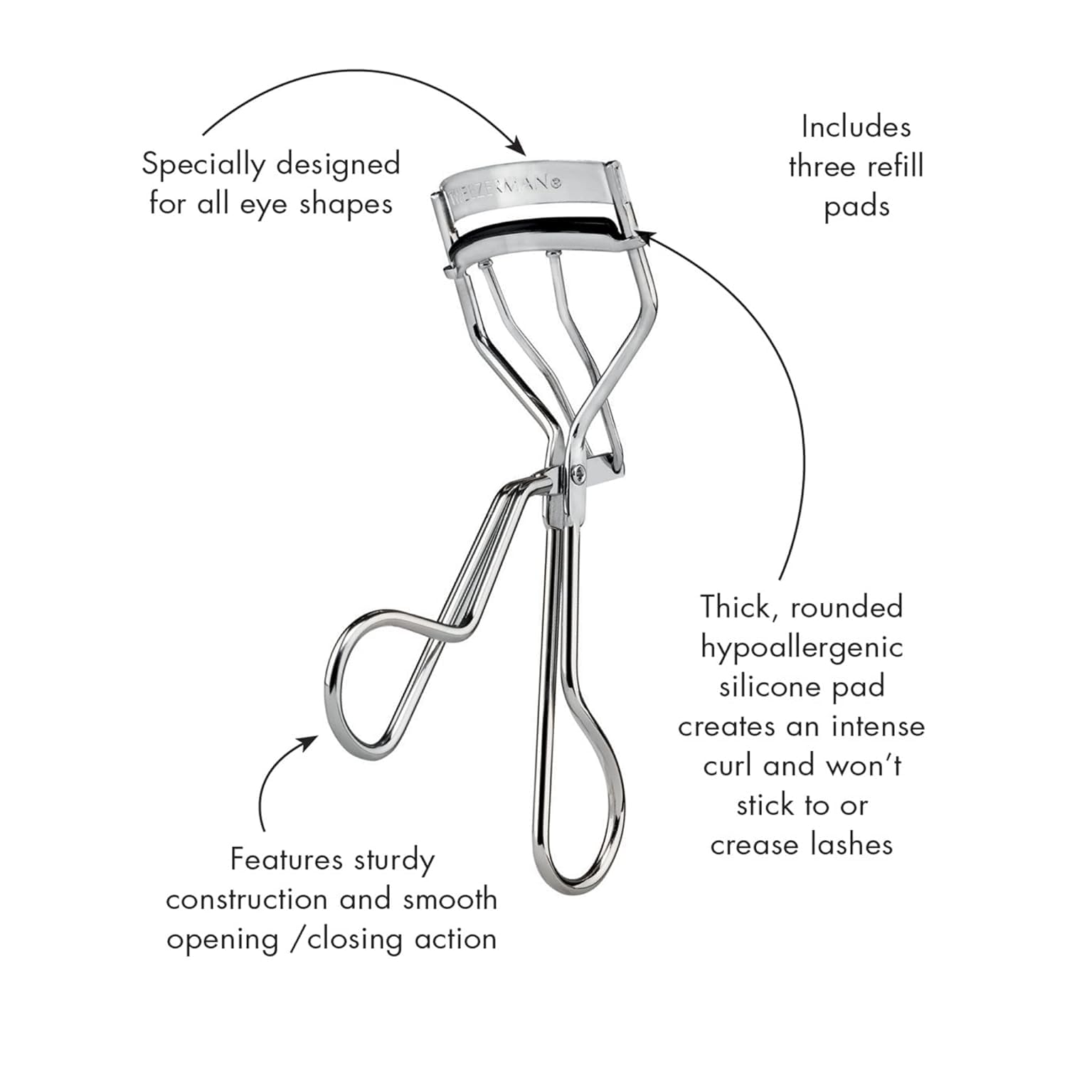 Tweezerman Classic Eyelash Curler, stainless steel, 1 Count (Pack of 1) Tweezerman