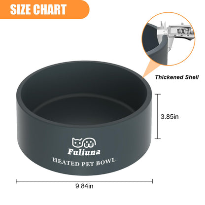 Fuliuna Heated Water Bowl, Outdoor Heated Dog Bowl with Chew Resistant Power Cord, Thermal Bowl Provide Drinkable Water in Winter, Heated Pet Bowl for Dog Cat Rabbit Chicken Duck Squirrel 0.85 Gallon 🍁 All In One Marketplace Canada