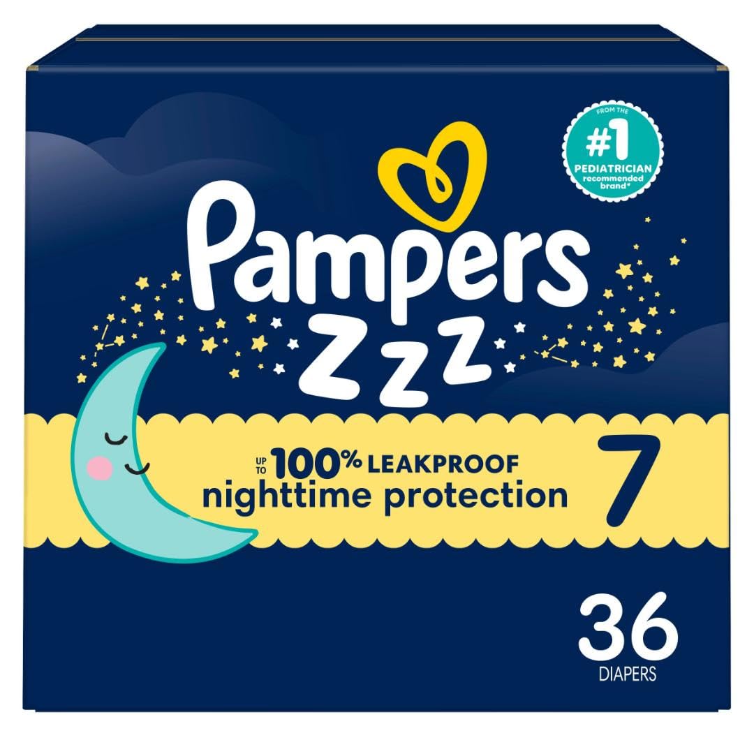Pampers ZZZ Overnight Diapers, Size 7, Nighttime Protection Disposable Baby Diaper, 1 Pack (Count of 36) 🍁 All In One Marketplace Canada
