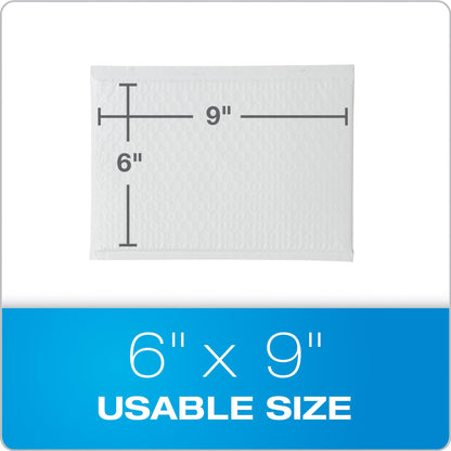 Quality Park Bubble Mailers, 6 x 9 Shipping Envelopes, Water Resistant White Poly Padded Envelopes, Redi-Strip Peel Off Closure, 50 Per Box (QUA85856) Quality Park