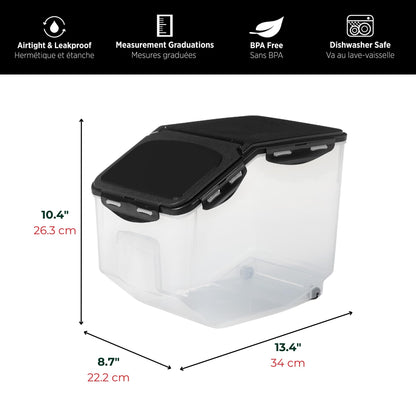 Starfrit LocknLock Pet Food Container with Wheels - 406oz/12L - Airtight - 4-Sided Locking Flip Top Lid 🍁 All In One Marketplace Canada