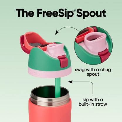 Bouteille d'eau isolée Owala FreeSip en acier inoxydable avec paille pour le sport, les voyages et l'école, sans BPA, 710 ml, Strawberry Field