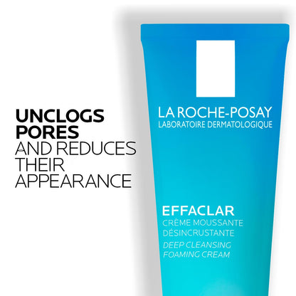 La Roche-Posay Effaclar Daily FOAMING CREAM CLEANSER for Face For Oily to Combination Skin with SALICYLIC ACID and GLYCERIN Sebum and pore minimizer. Paraben-Free, Oil-Free, Alcohol-Free, Non Comedogenic, 125ML La Roche-Posay