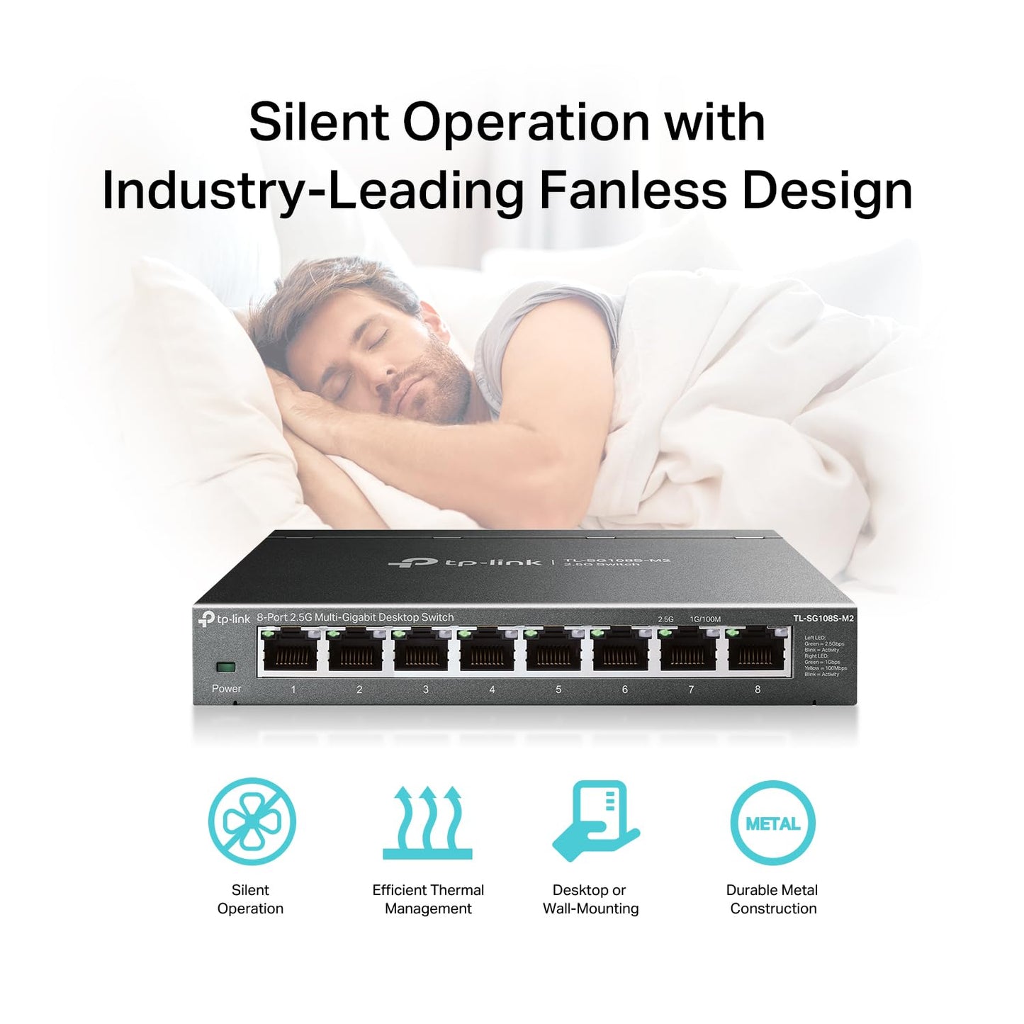 TP-Link TL-SG108S-M2 | 8-Port 2.5G Multi-Gigabit Unmanaged Network Switch, Ethernet Splitter | 2.5G Bandwidth | Plug & Play | Desktop/Wall-Mount | Fanless Metal Design | Limited Lifetime Protection 🍁 All In One Marketplace Canada