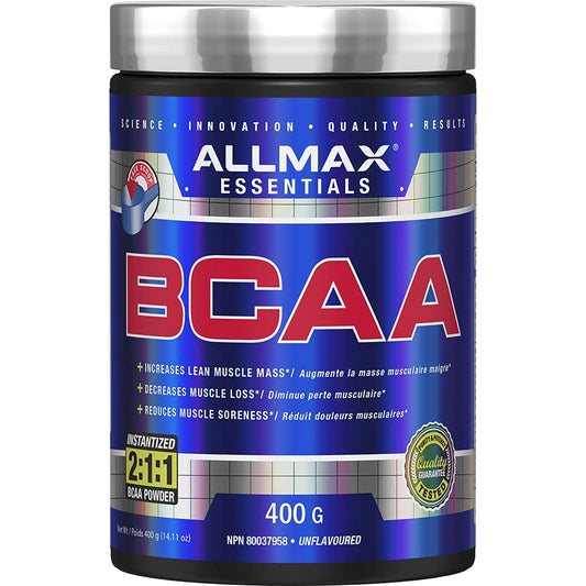 Poudre ALLMAX BCAA 2:1:1, non aromatisée, 400 g, 80 portions