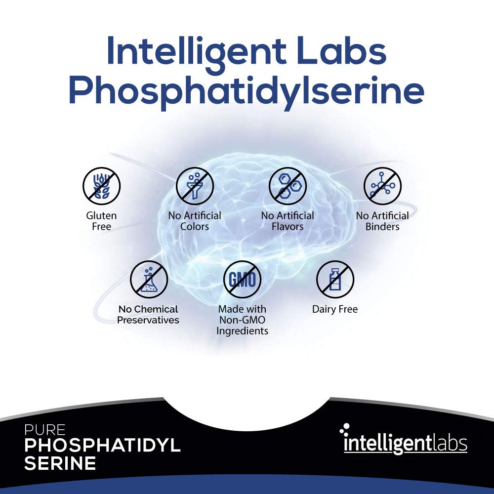 Intelligent Labs Phosphatidylserine Supplement 100mg | 90 High Strength Capsules | 100% Soy and Allergen Free | Pure Phosphatidylserine from Sunflower Lecithin - Available at All In One Marketplace Canada