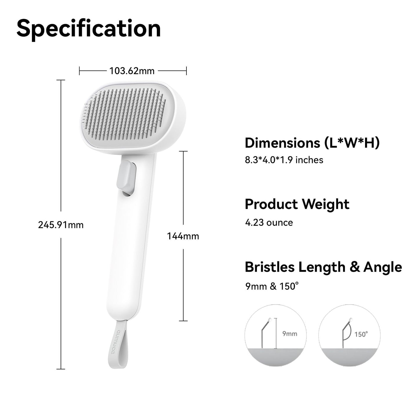 aumuca Cat Brush Dog Brush for Shedding, Cat Brushes for Long or Short Haired Cats, Dog Hair Brush Cat Grooming Brush Cat Comb Cat Deshedding Brush Easily Removes Mats, Tangles, and Loose Fur, White