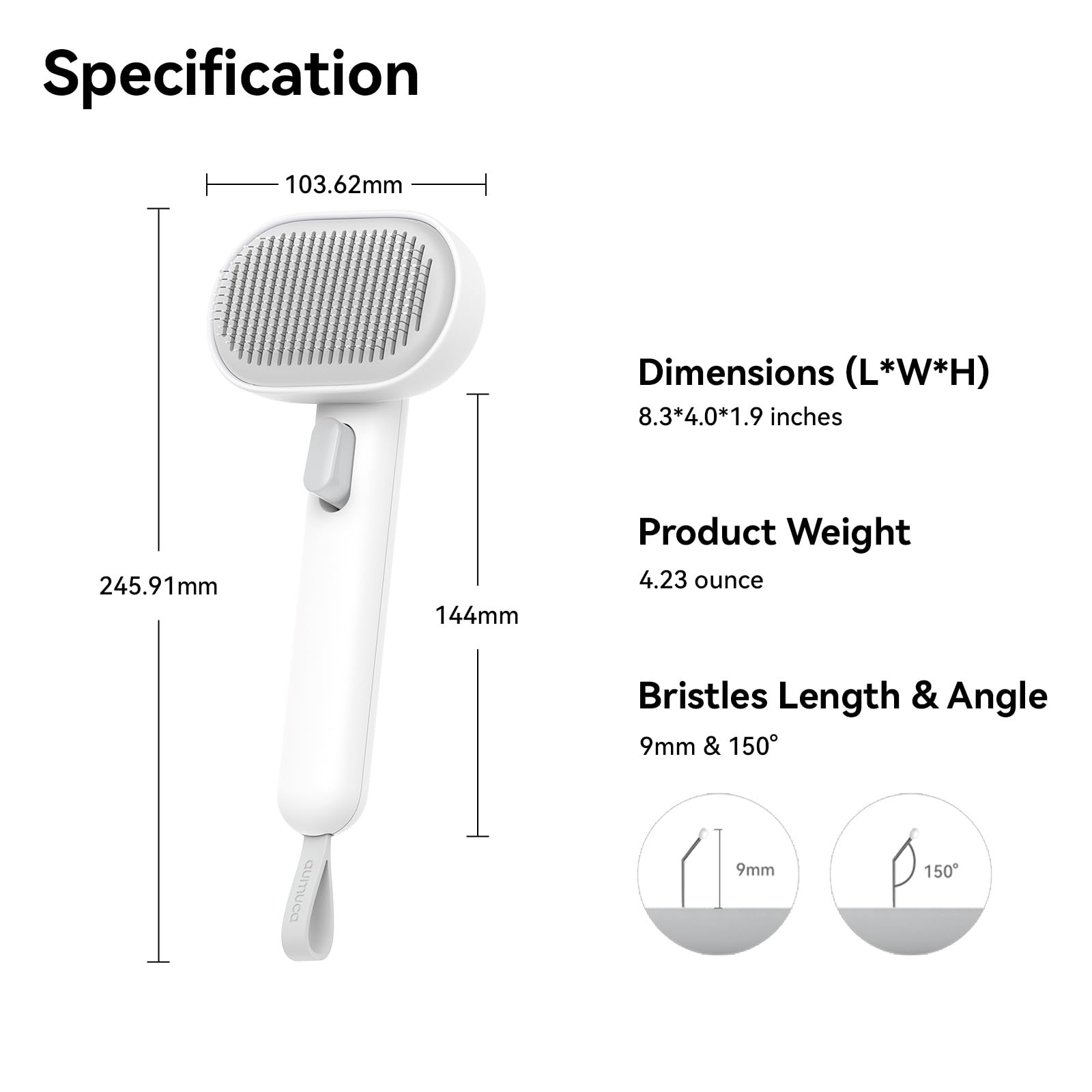 aumuca Cat Brush Dog Brush for Shedding, Cat Brushes for Long or Short Haired Cats, Dog Hair Brush Cat Grooming Brush Cat Comb Cat Deshedding Brush Easily Removes Mats, Tangles, and Loose Fur, White