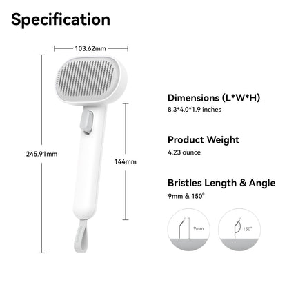 aumuca Cat Brush Dog Brush for Shedding, Cat Brushes for Long or Short Haired Cats, Dog Hair Brush Cat Grooming Brush Cat Comb Cat Deshedding Brush Easily Removes Mats, Tangles, and Loose Fur, White