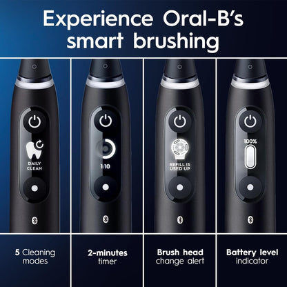 Oral-B iO6 Electric Toothbrush, for a Deep Clean and Whiter Teeth, Gray Opal, Rechargeable Electric Toothbrushes, iO Series 6 with 1 Power Toothbrush, 1 Brush Head, and 1 Travel Case
