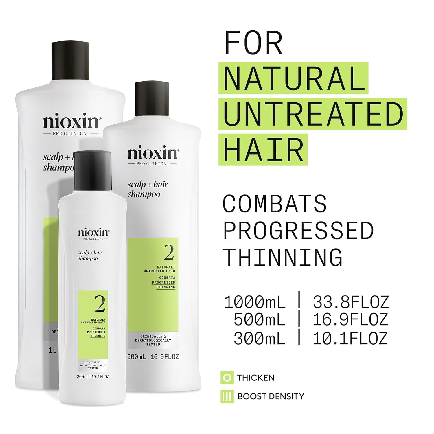 Nioxin Scalp + Hair Thickening System 2 Shampoo, For Natural Hair with Progressed Thinning, 16.9 fl oz (Packaging May Vary) - Available at All In One Marketplace Canada