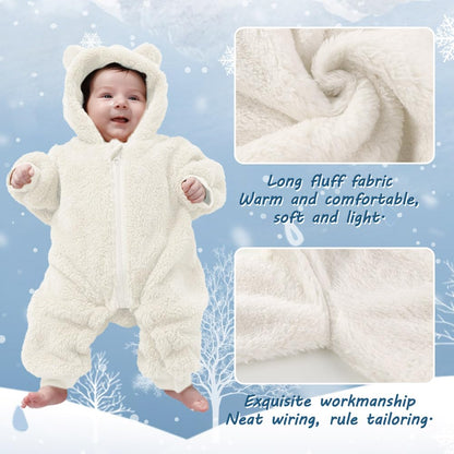 AiWMGL Baby Bear Hooded Fleece Romper Snowsuit, White, 0-3 M 🍁 All In One Marketplace Canada