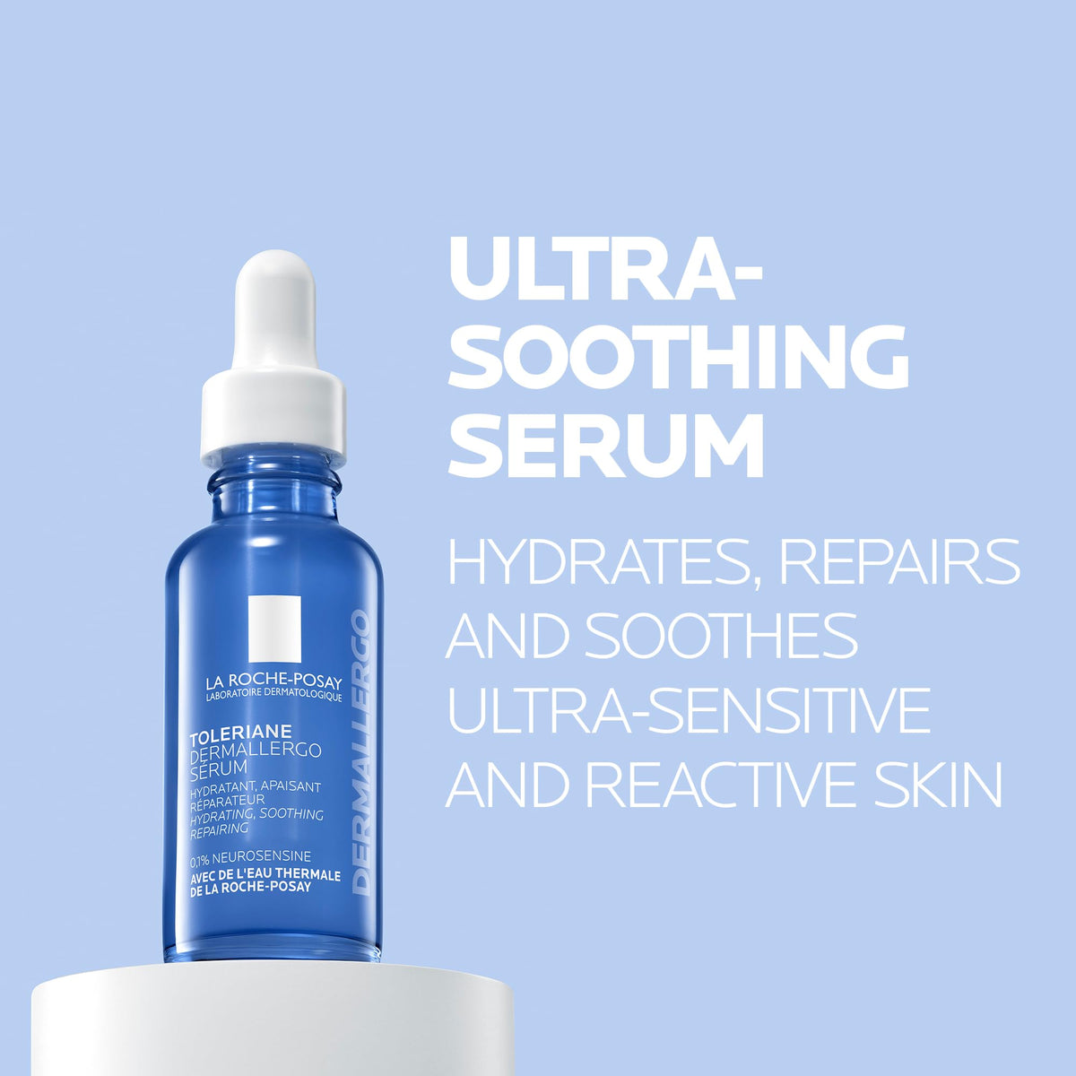 La Roche Posay Glycerin Face Serum, Toleriane Dermallergo Serum for Ultra-Sensitive, Allergy-Prone, Reactive Skin, Soothing and Hydrating, Formulated with Neurosensine, Fragrance-Free, 30ml