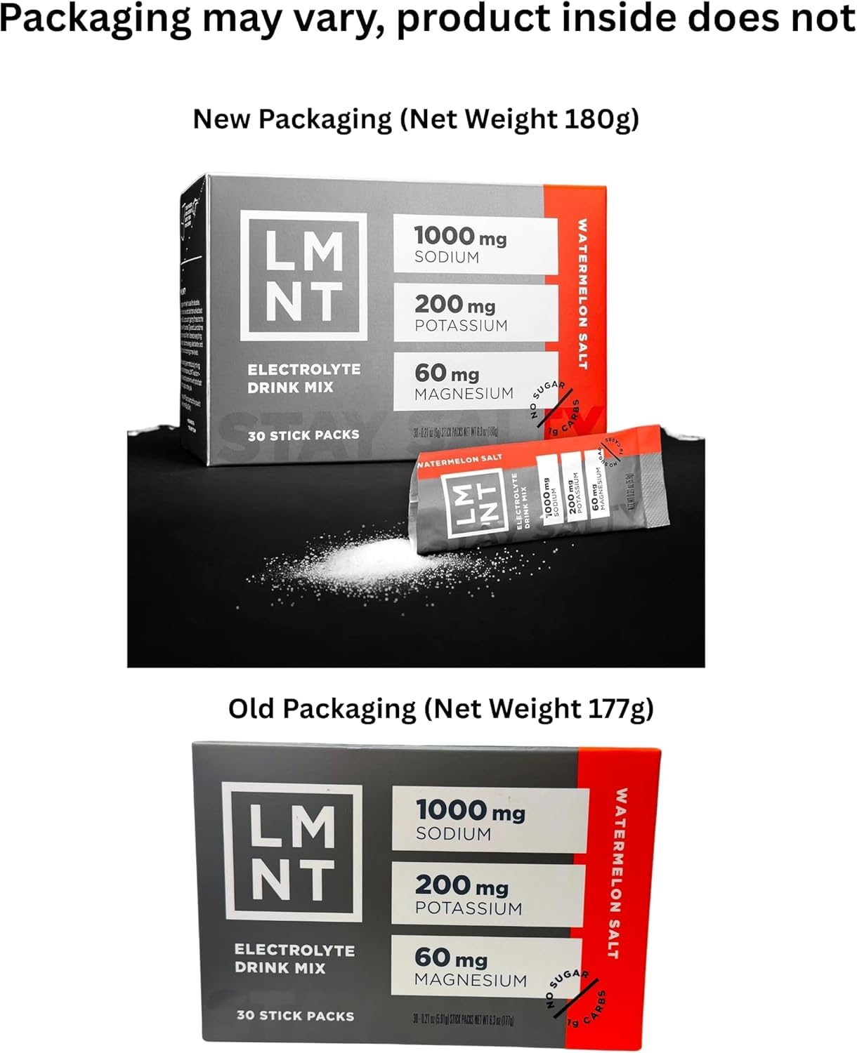 LMNT Keto Electrolyte Powder Packets | Paleo Hydration Powder | No Sugar, No Artificial Ingredients | Watermelon Salt | 30 Stick Packs