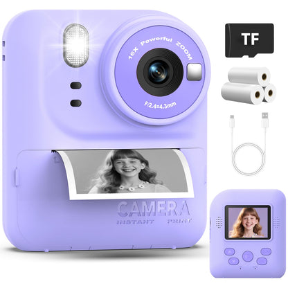 Okaloka Kids Instant Print Camera Toys,1080P HD Toddler Digital Video Camera,Christmas Birthday Gifts for Girls Boys Age 3-12 Year Old - 32G SD Card Included (Purple) 🍁 All In One Marketplace Canada