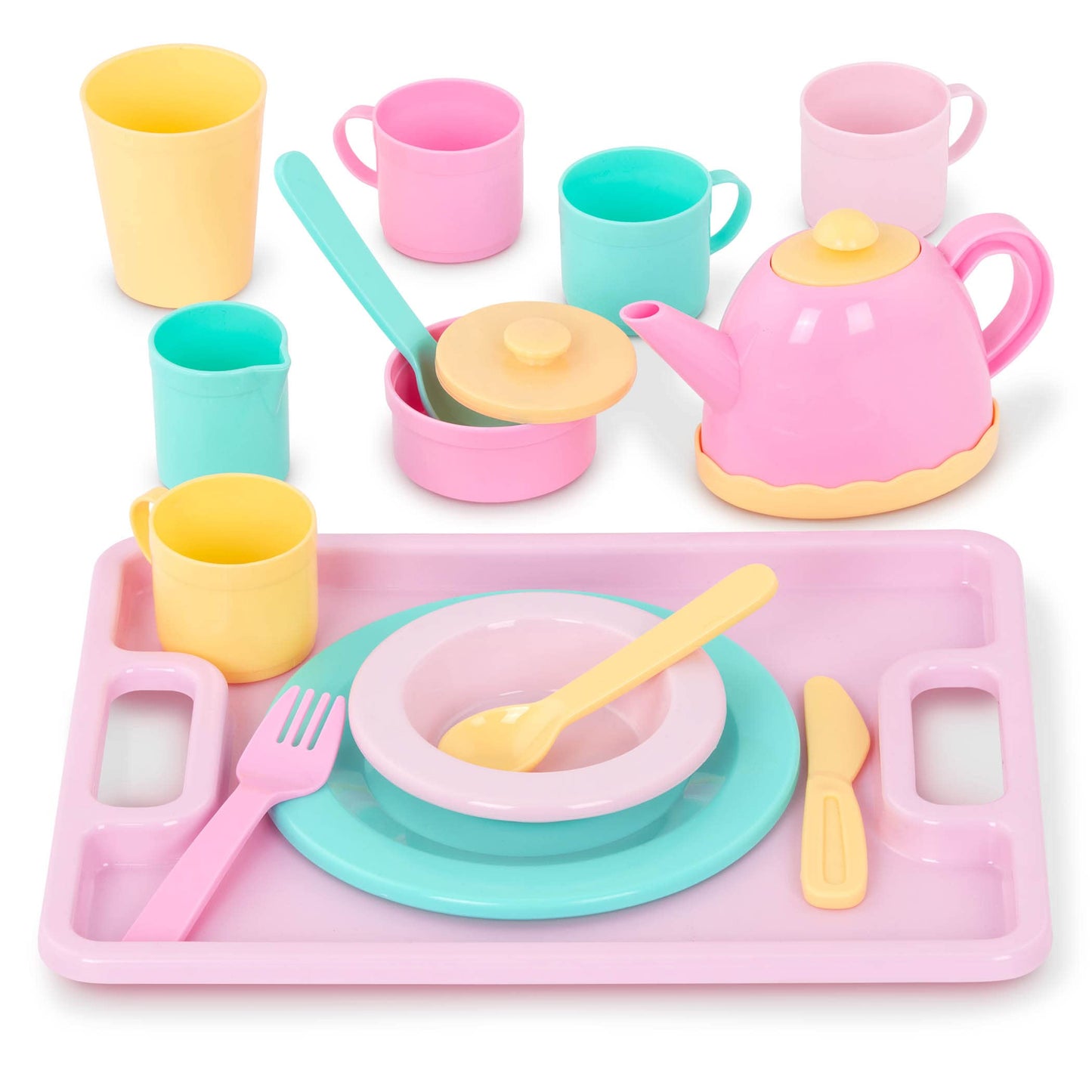 Battat Play Circle Dish Set, Dishes Wishes Dinnerware, 34 Pieces, Playset Battat
