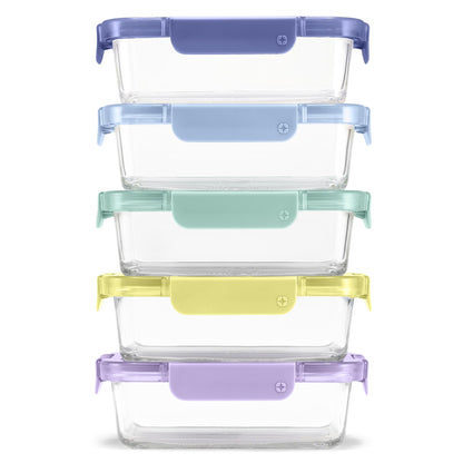 Ello 3.4 Cup 10Pc, 5 Pack Glass Meal Prep Sets Leak-Proof Glass Food Storage Containers with Airtight BPA-Free Plastic Lids, Dishwasher, Microwave, and Freezer Safe