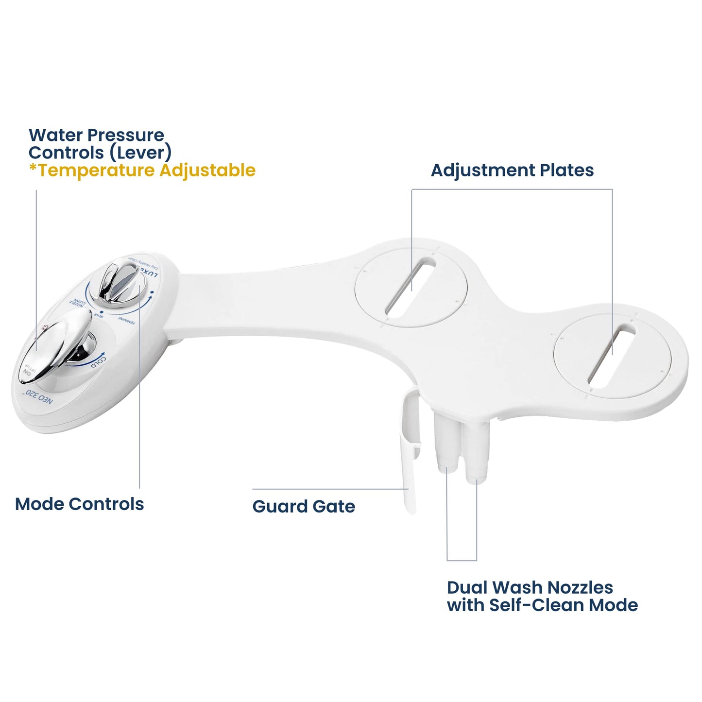 LUXE Bidet NEO 320 - Warm Water Bidet Attachment for Toilet Seat, White