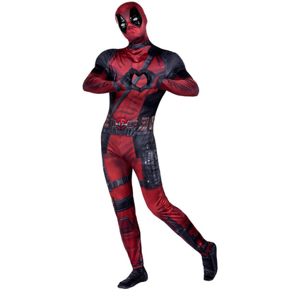 Costume officiel Deadpool Marvel Deluxe pour adulte - Spandex extensible avec fentes aux poignets (XS)