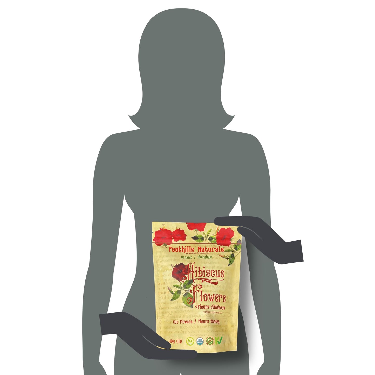 Foothills Naturals Organic Hibiscus Flowers - 1 lb Cut & Dried, 200+ Cups