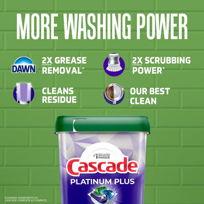 Cascade Platinum Plus Dishwasher Detergent Pods, Dish Detergent Soap, Lemon Scent, 51 Count